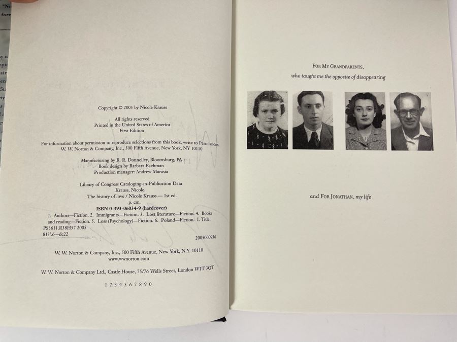 Signed First Edition Book The History Of Love By Nicole Krauss [Photo 6]