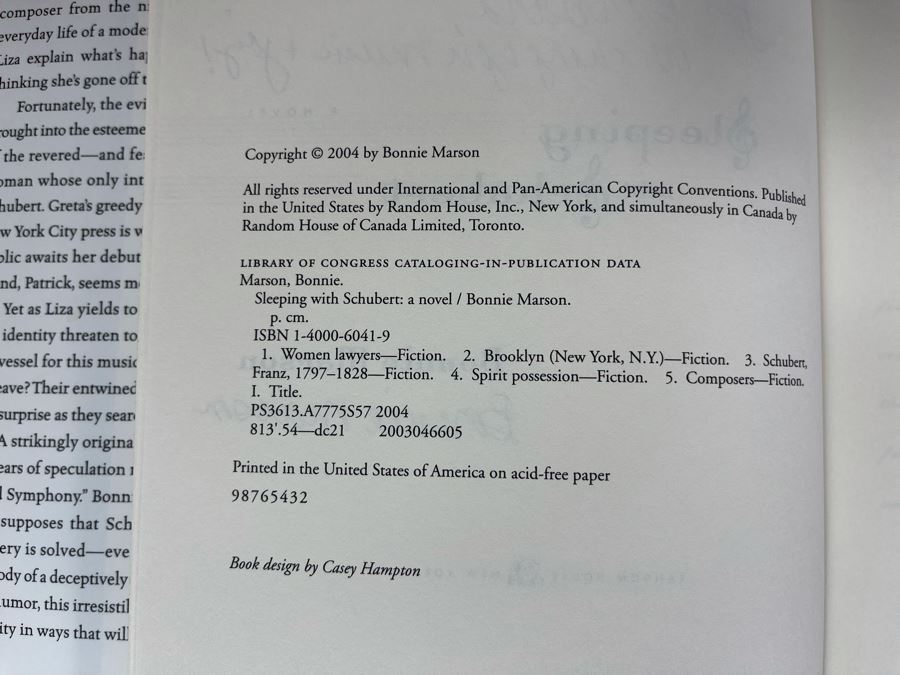 Signed Book Sleeping With Schubert By Bonnie Marson [Photo 6]