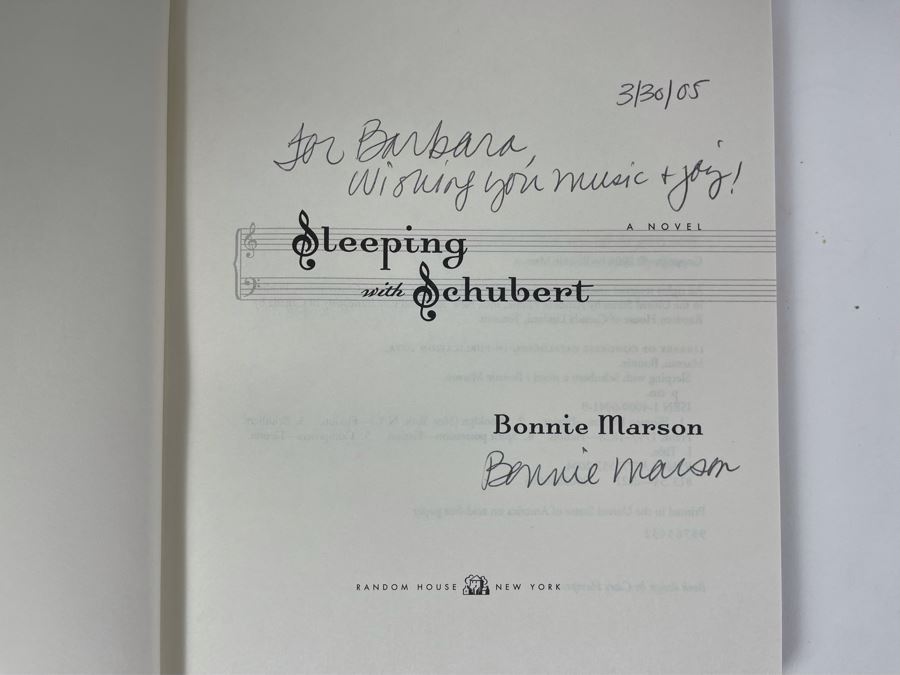 Signed Book Sleeping With Schubert By Bonnie Marson [Photo 4]