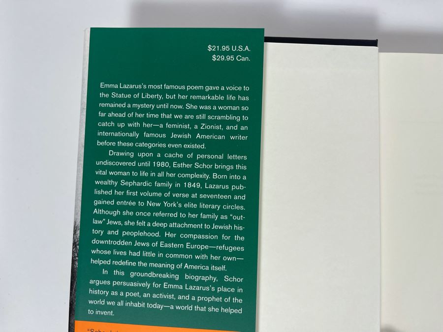 Signed First Edition Book Emma Lazarus By Esther Schor [Photo 3]