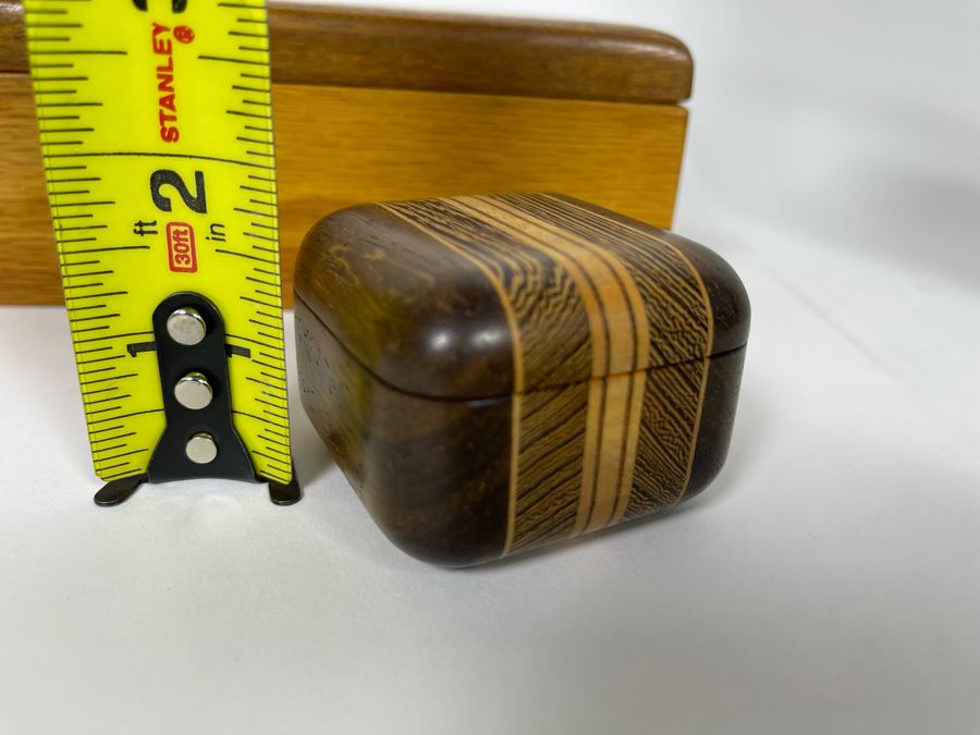 Pair Of Handmade Wooden Boxes 11.5W X 4.5D X 3H, 2.5W X 1.75H [Photo 20]