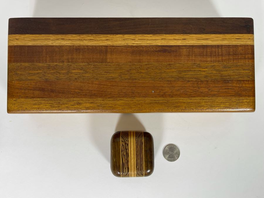 Pair Of Handmade Wooden Boxes 11.5W X 4.5D X 3H, 2.5W X 1.75H [Photo 2]