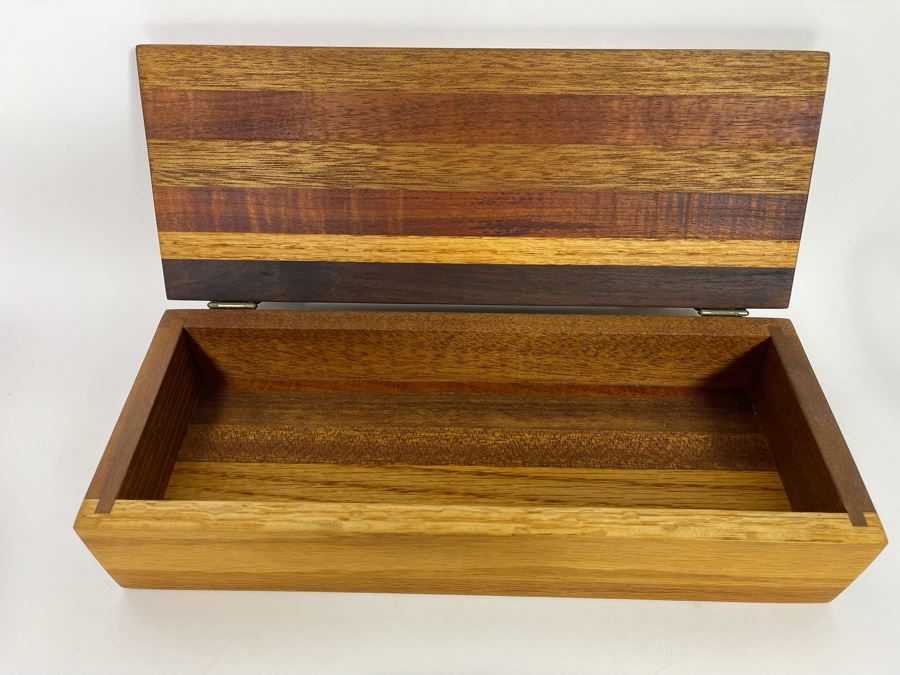 Pair Of Handmade Wooden Boxes 11.5W X 4.5D X 3H, 2.5W X 1.75H [Photo 9]