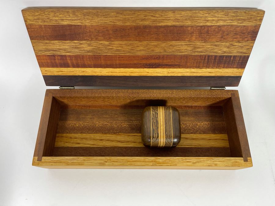 Pair Of Handmade Wooden Boxes 11.5W X 4.5D X 3H, 2.5W X 1.75H [Photo 12]