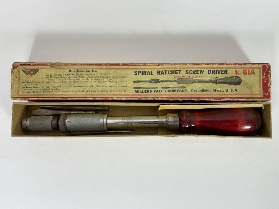 Vintage Miller Falls Tools Spiral Ratchet Screw Driver With Box No 61A [Photo 1]