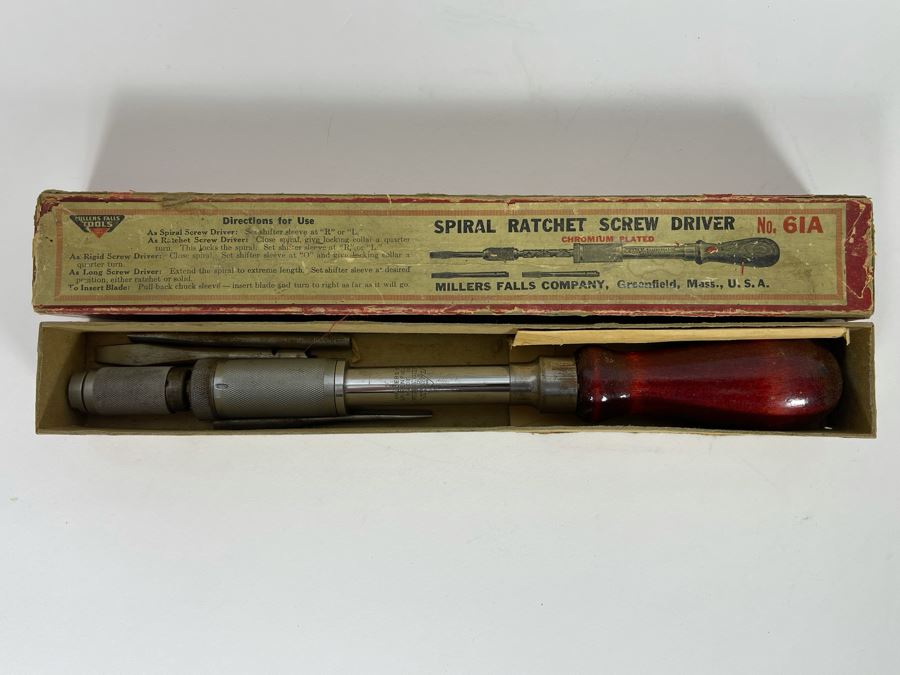 Vintage Miller Falls Tools Spiral Ratchet Screw Driver With Box No 61A [Photo 2]