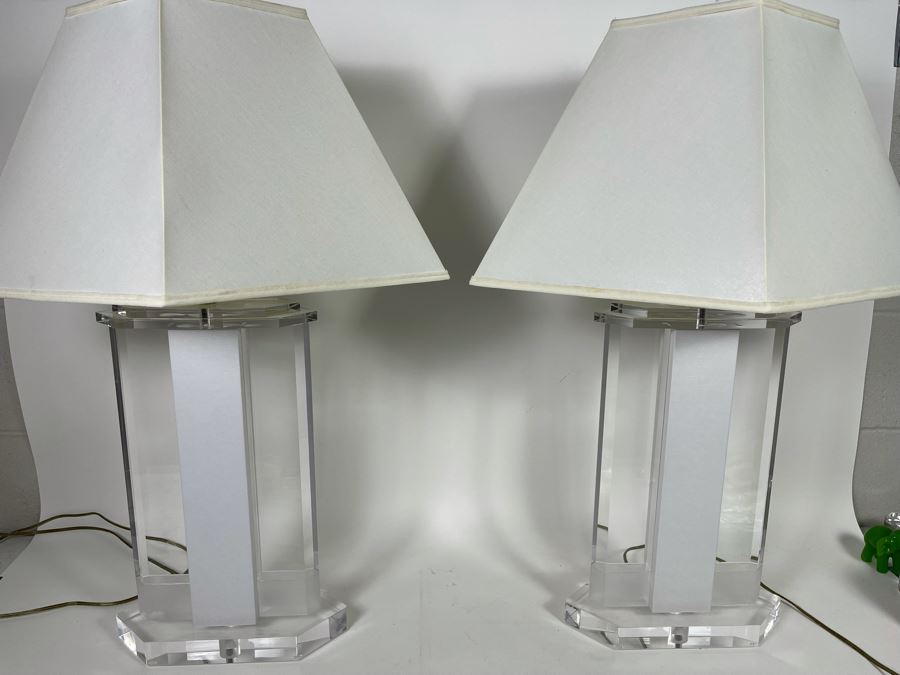 Pair Of Lucite Table Lamps 32H [Photo 2]