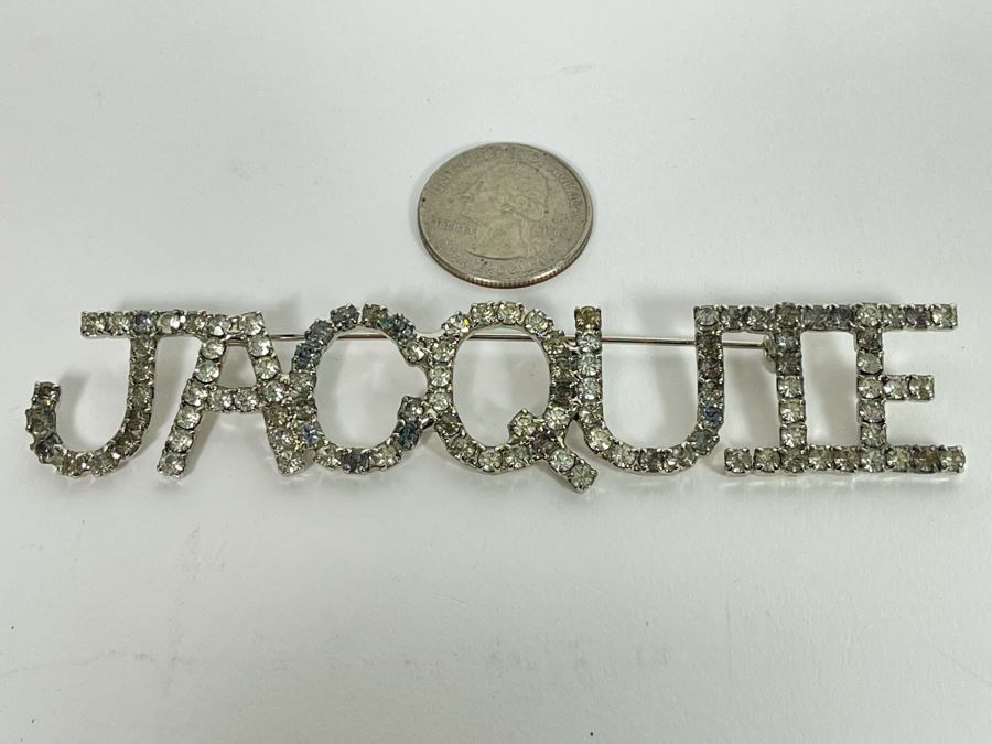 Jacquie Rhinestone Brooch Pin 4.5W