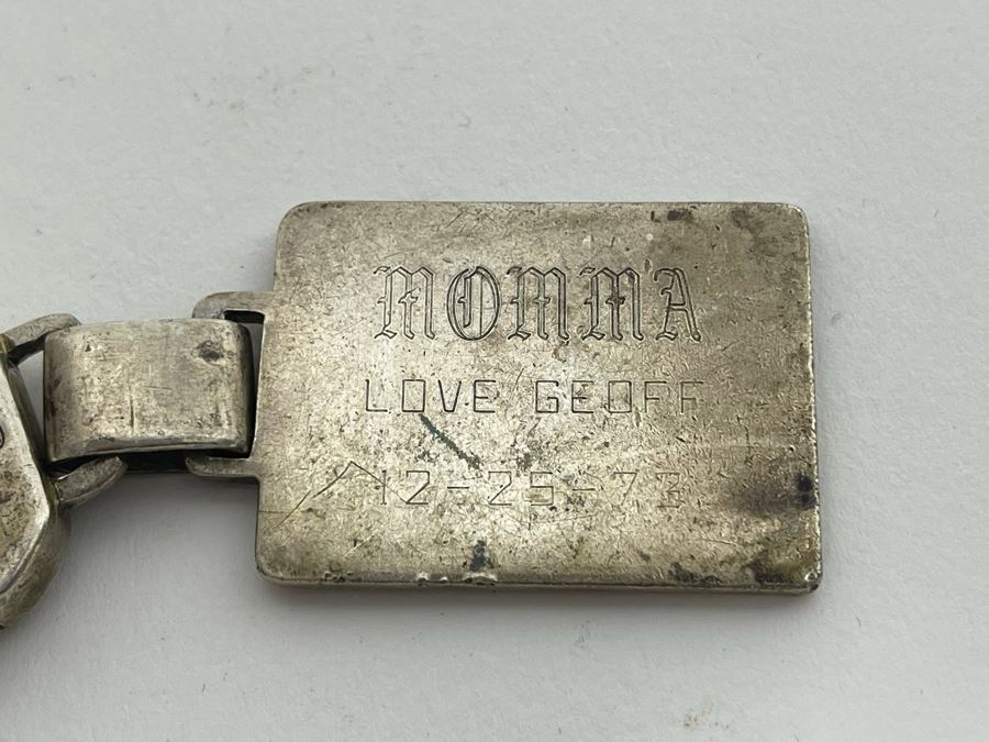 Sterling Silver Mercedes Benz Key Chain Personalized On Back 1973 (Latch Needs Repair) 47.4g [Photo 6]