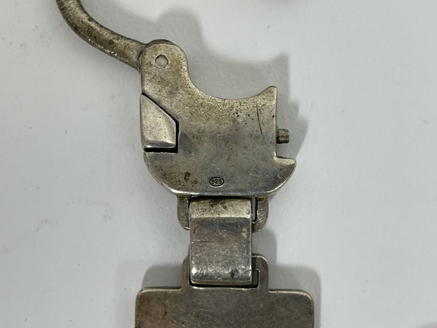Sterling Silver Mercedes Benz Key Chain Personalized On Back 1973 (Latch Needs Repair) 47.4g [Photo 5]