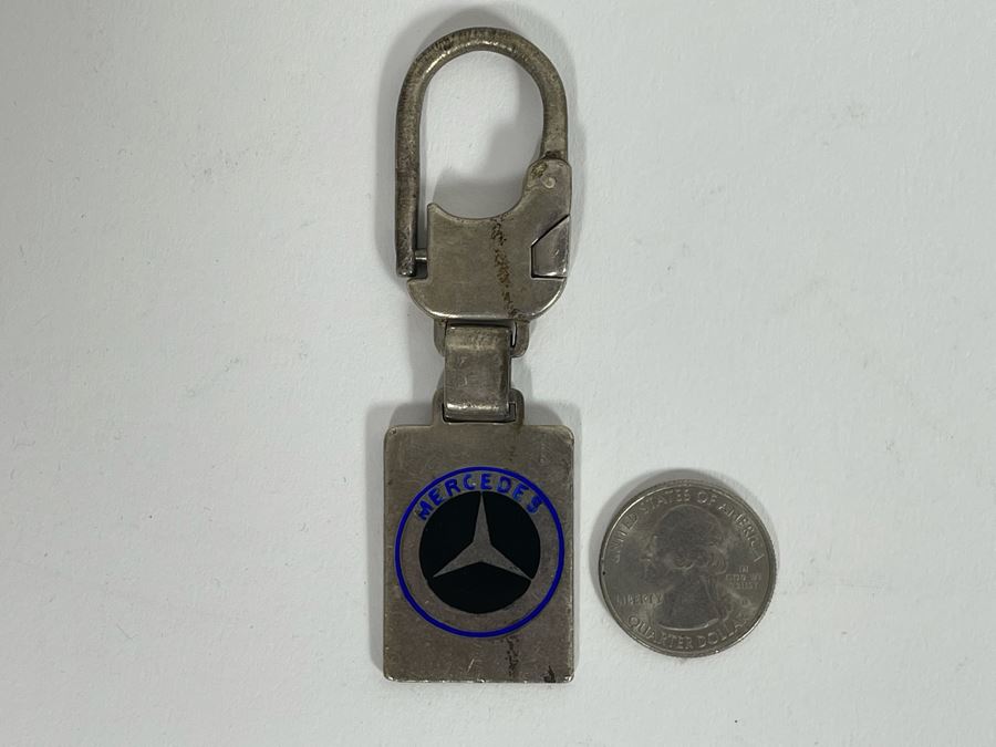 Sterling Silver Mercedes Benz Key Chain Personalized On Back 1973 (Latch Needs Repair) 47.4g [Photo 2]