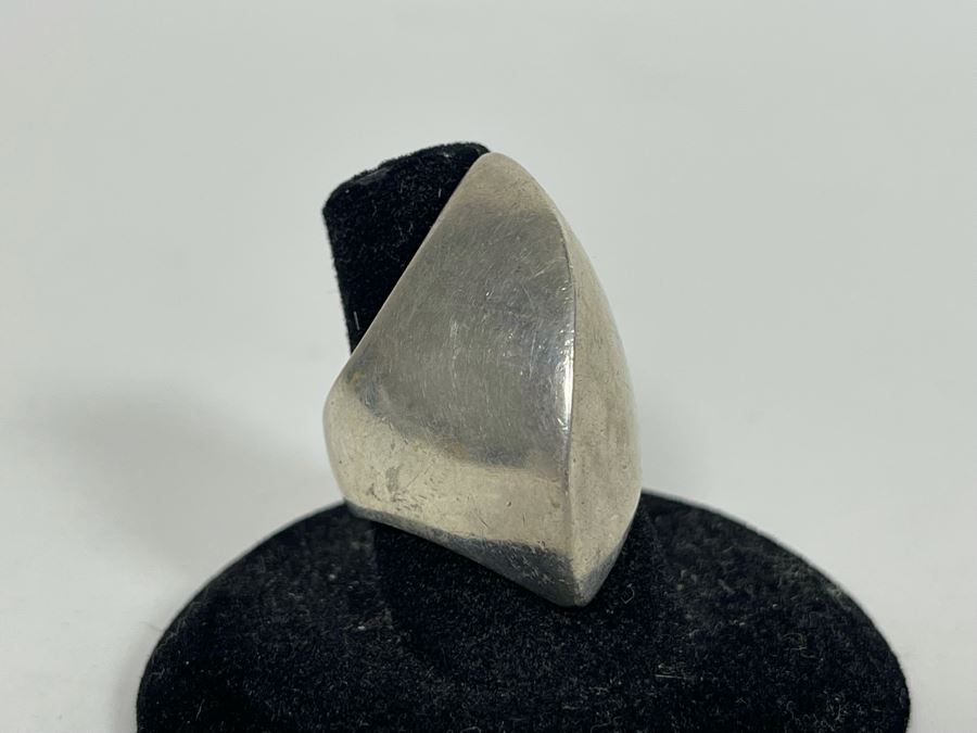 Signed Mexican Sterling Silver Modernist Ring Size 7.5 [Photo 4]