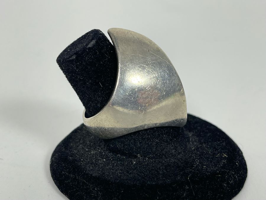 Signed Mexican Sterling Silver Modernist Ring Size 7.5 [Photo 5]