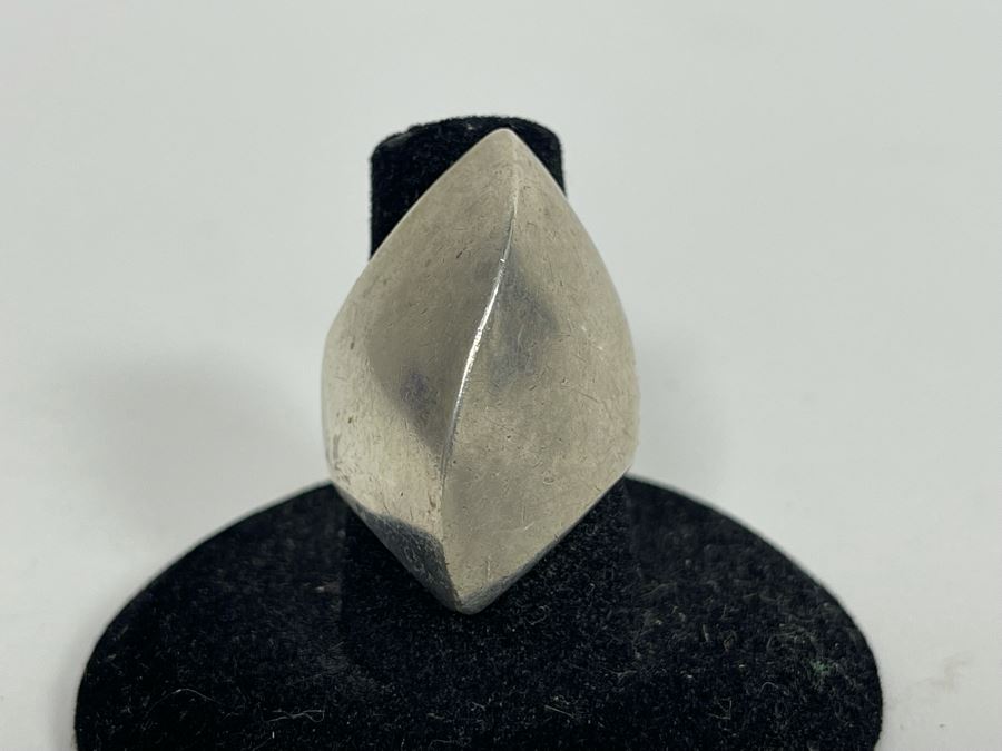 Signed Mexican Sterling Silver Modernist Ring Size 7.5 [Photo 3]