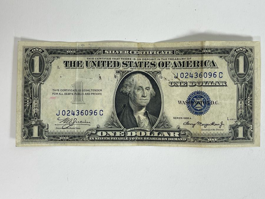 1935 A One Dollar Silver Certificate Signed By Multiple Parties ...