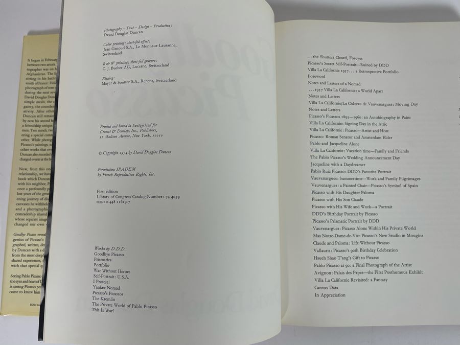 Signed First Edition 1974 Book Goodbye Picasso Signed By David Douglas Duncan [Photo 19]