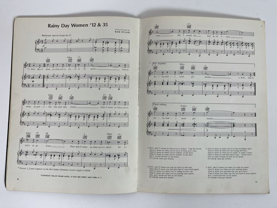 1966 Bob Dylan Blonde On Blonde Deluxe Edition Sheet Music [Photo 9]