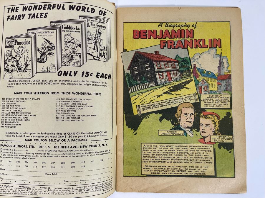 Pair Of Classics Illustrated Benjamin Franklin #65  [Photo 5]