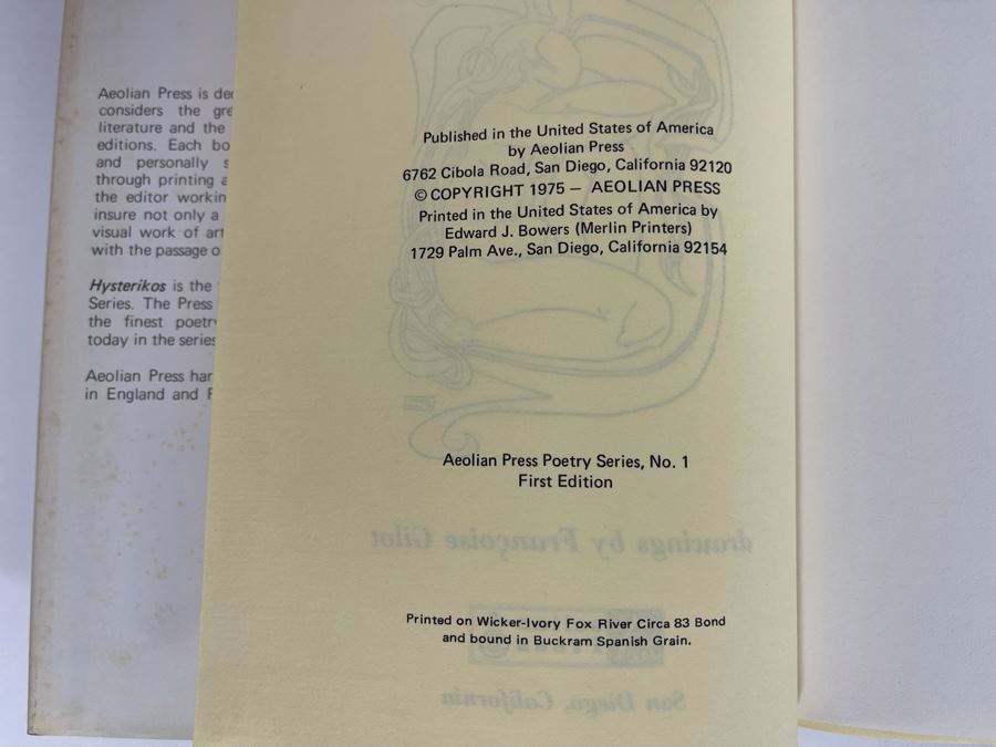 Signed Limited Edition Book Hysterikos By Judith Di Gennaro Drawings By Francoise Gilot - Signed By Francoise Gilot (Girlfriend Of Pablo Picasso) And Judith Di Gennaro [Photo 8]