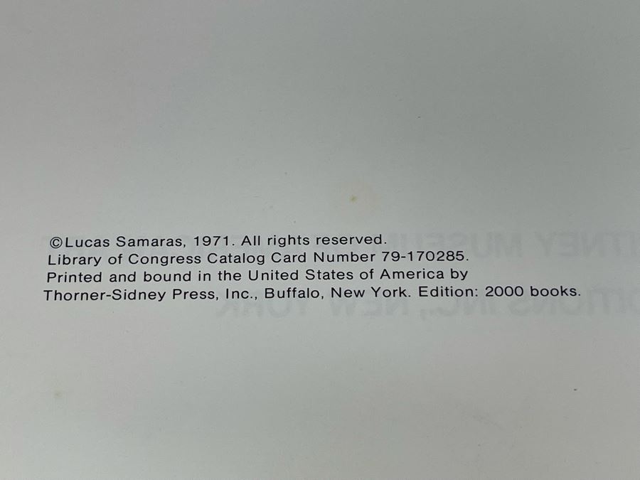 1971 Limited First Edition Samaras Album Book Autointerview Autobiography Autopolaroid Whitney Museum Of American Art [Photo 6]