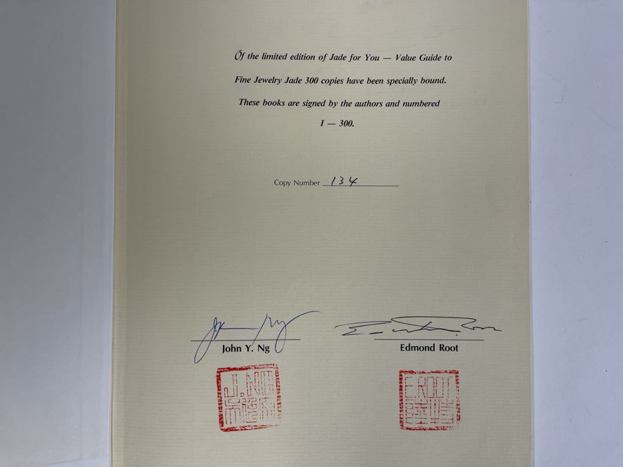 Signed Limited Edition Specially Bound Book Jade For You Value Guide To Fine Jewelry Jade Signed By John Y. Ng And Edmond Root [Photo 4]