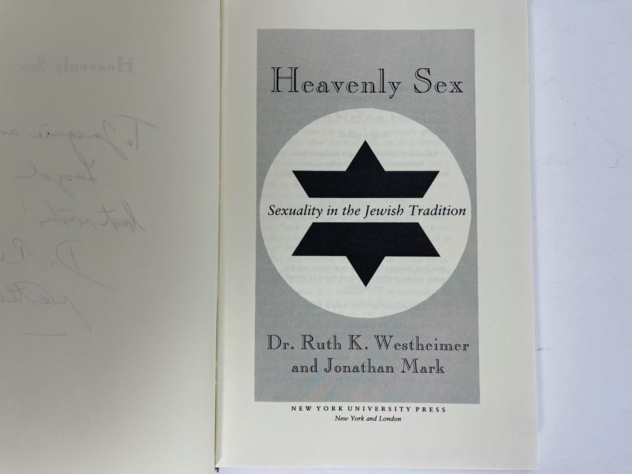 Signed Dr. Ruth K. Westheimer Book Heavenly Sex: Sexuality In The Jewish Tradition [Photo 7]