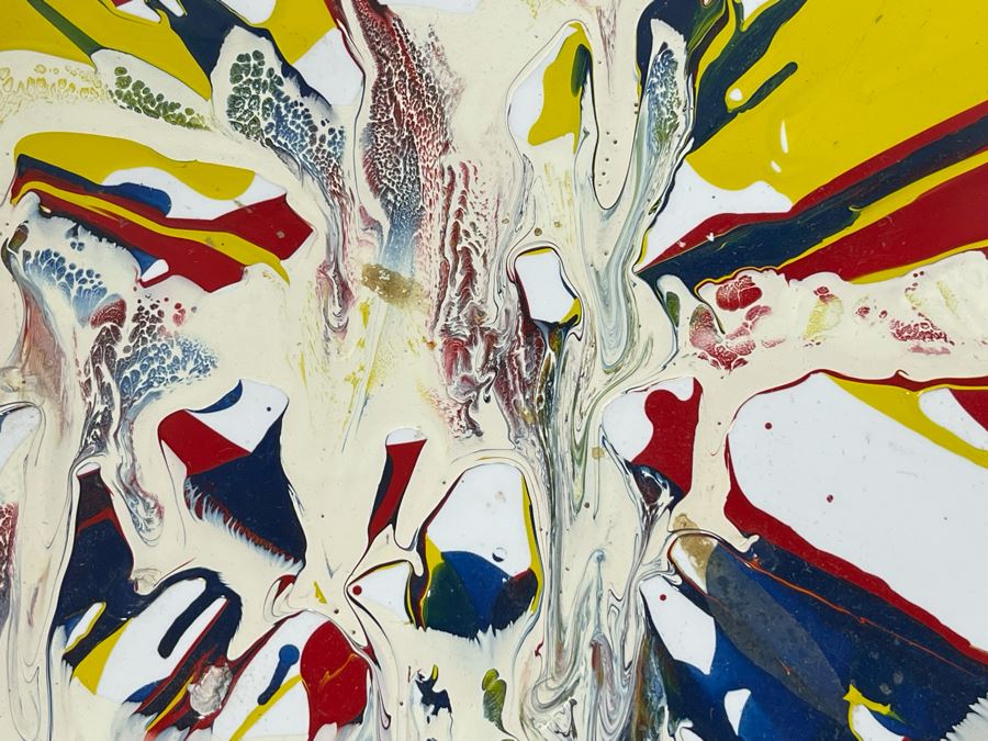 Original Abstract Painting On Tile Artist Unknown 6 X 6 [Photo 5]