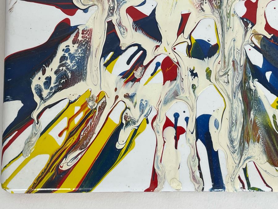 Original Abstract Painting On Tile Artist Unknown 6 X 6 [Photo 7]