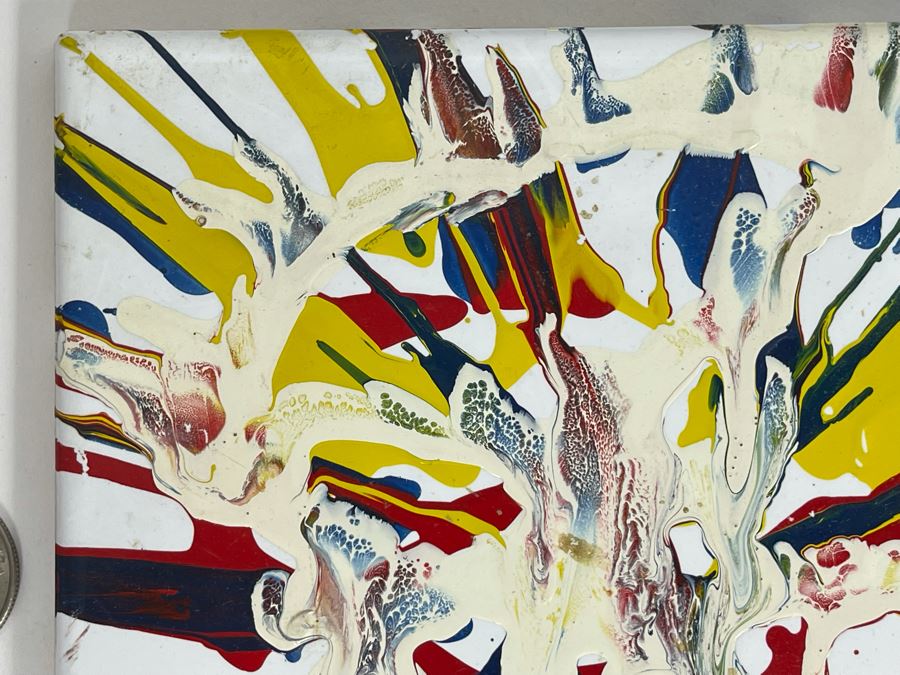 Original Abstract Painting On Tile Artist Unknown 6 X 6 [Photo 8]