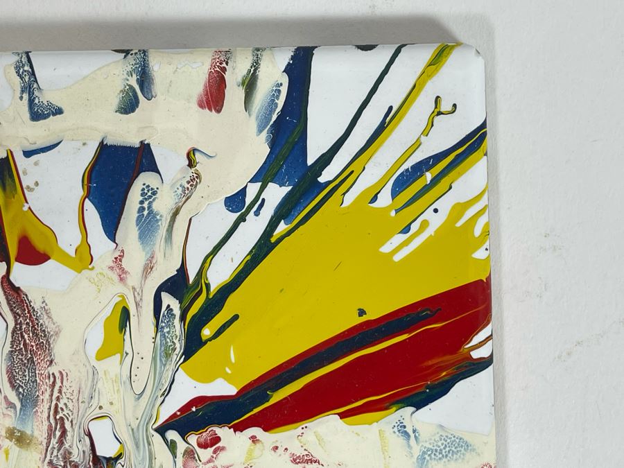 Original Abstract Painting On Tile Artist Unknown 6 X 6 [Photo 9]