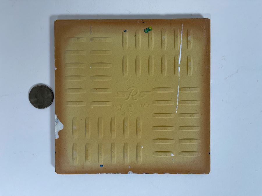 Original Abstract Painting On Tile Artist Unknown 6 X 6 [Photo 9]