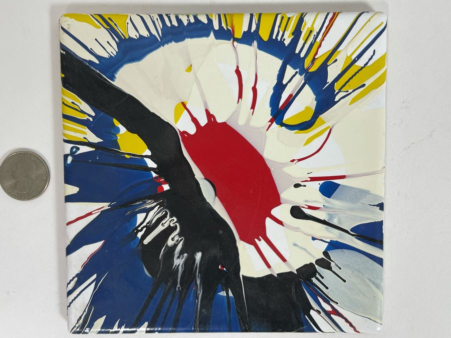 Original Abstract Painting On Tile Artist Unknown 6 X 6 [Photo 3]