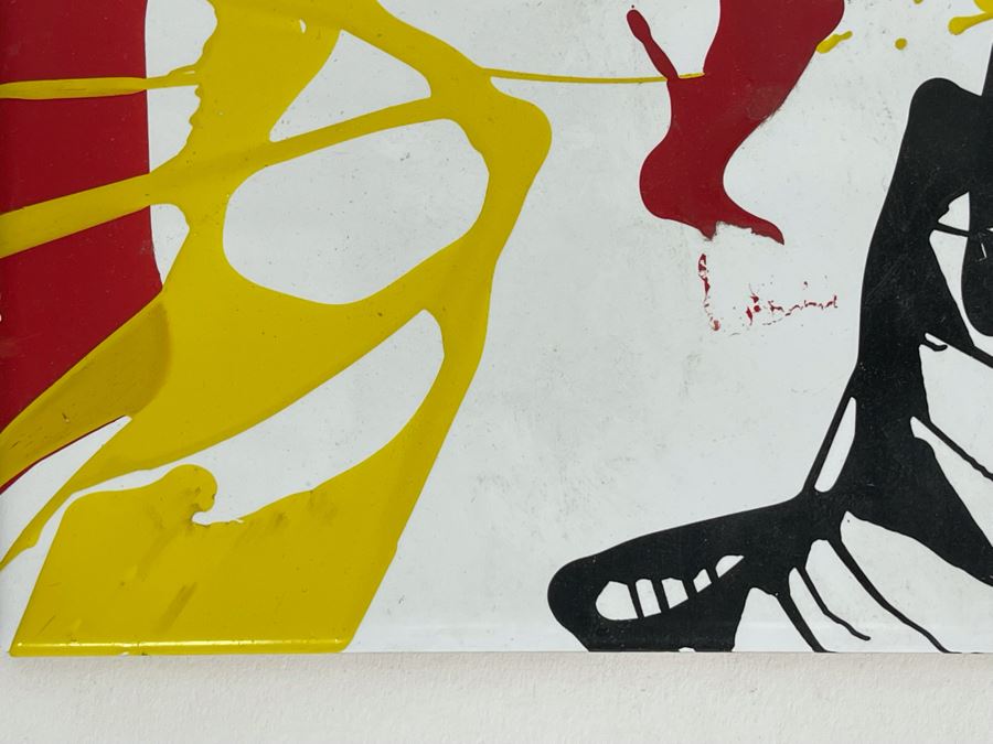 Original Abstract Painting On Tile Artist Unknown 6 X 6 [Photo 5]