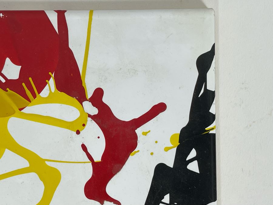 Original Abstract Painting On Tile Artist Unknown 6 X 6 [Photo 7]