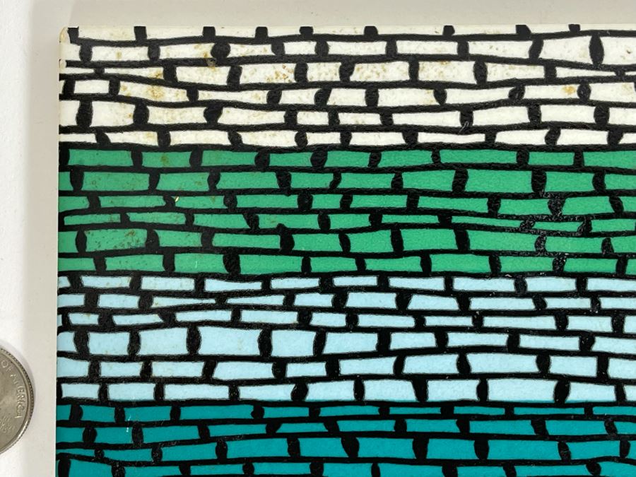 Original Abstract Painting On Tile 'Truth Is A Stone, Attitude It's Hue... Practice Is The Mortar...' Signed Ron LaMar 1969 6 X 6 [Photo 7]