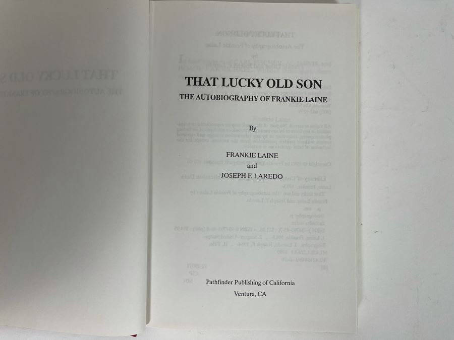 Signed Book 'That Lucky Old Son' The Autobiography Of Frankie Laine Signed By Frankie Laine [Photo 6]