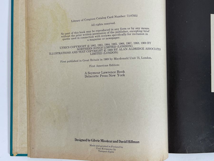 1969 First American Edition The Beatles Illustrated Lyrics Book By Alan Aldridge [Photo 8]