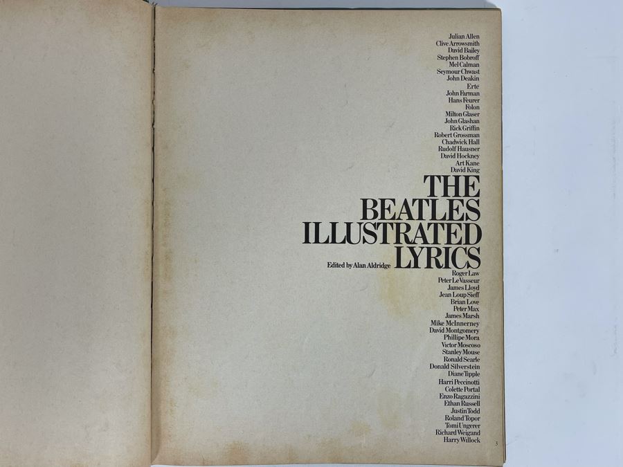 1969 First American Edition The Beatles Illustrated Lyrics Book By Alan Aldridge 6893