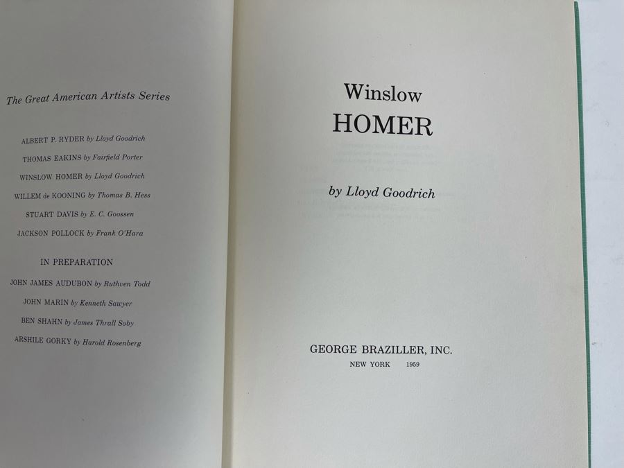 First Edition 1959 Book Winslow Homer By Lloyd Goodrich George Braziller Personalized And Signed By Irving Stone [Photo 6]