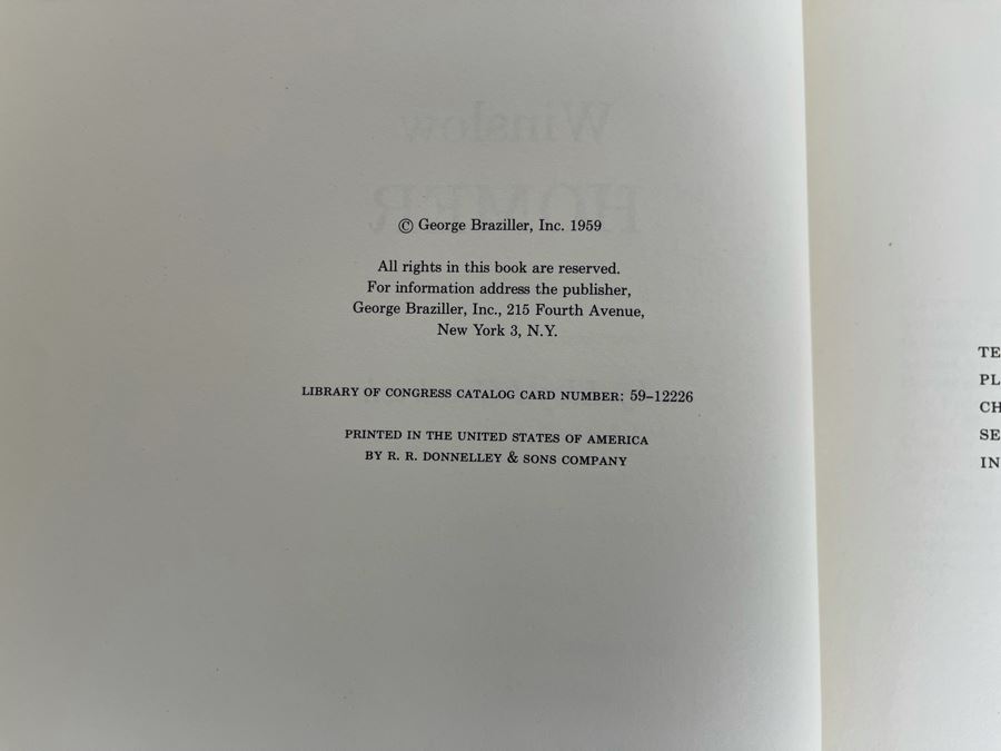 First Edition 1959 Book Winslow Homer By Lloyd Goodrich George Braziller Personalized And Signed By Irving Stone [Photo 7]