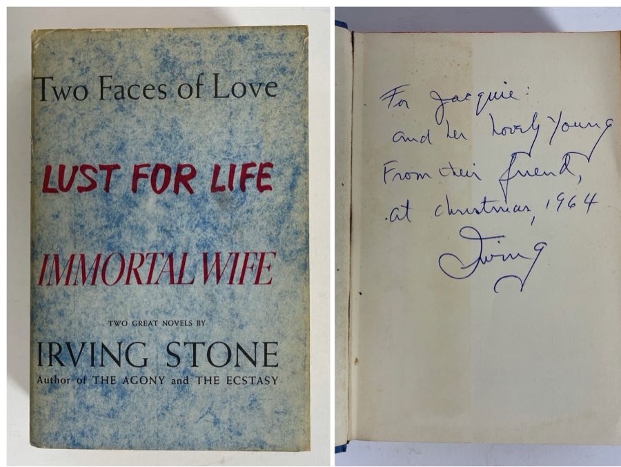 Signed Book Two Faces Of Love Lust For Life And Immortal Wife Signed By Irving Stone [Photo 1]