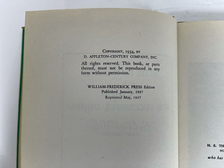 Signed Book Elsie De Wolfe's Recipes For Successful Dining Signed By Elsie De Wolfe 1948 [Photo 6]
