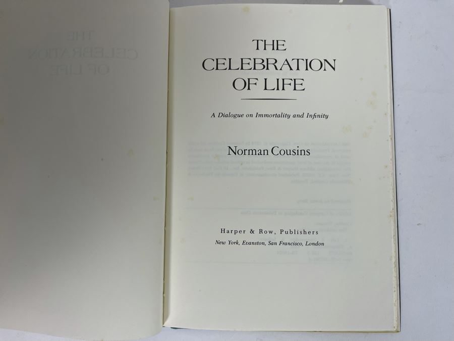 Signed First Edition 1974 Book The Celebration Of Life A Dialogue On Immortality And Infinity Signed By Norman Cousins [Photo 6]