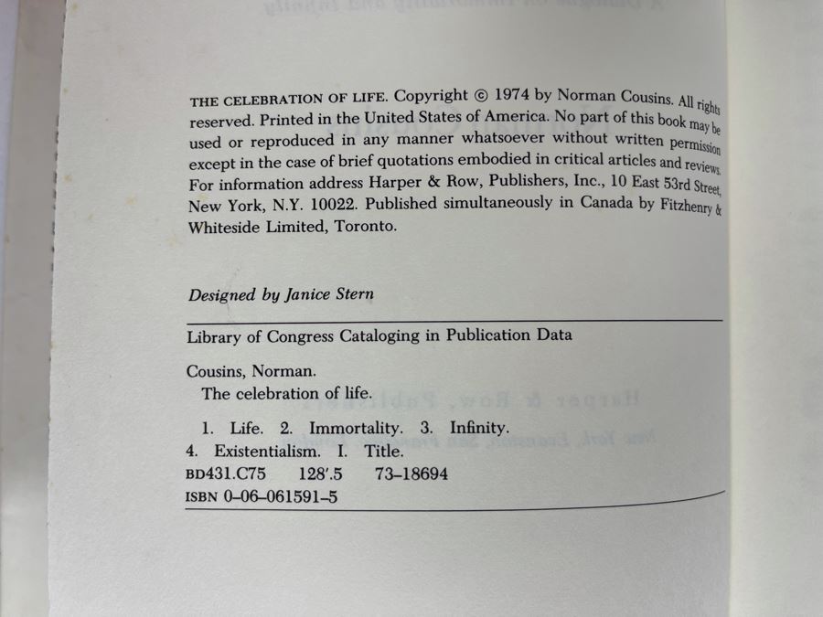 Signed First Edition 1974 Book The Celebration Of Life A Dialogue On Immortality And Infinity Signed By Norman Cousins [Photo 7]