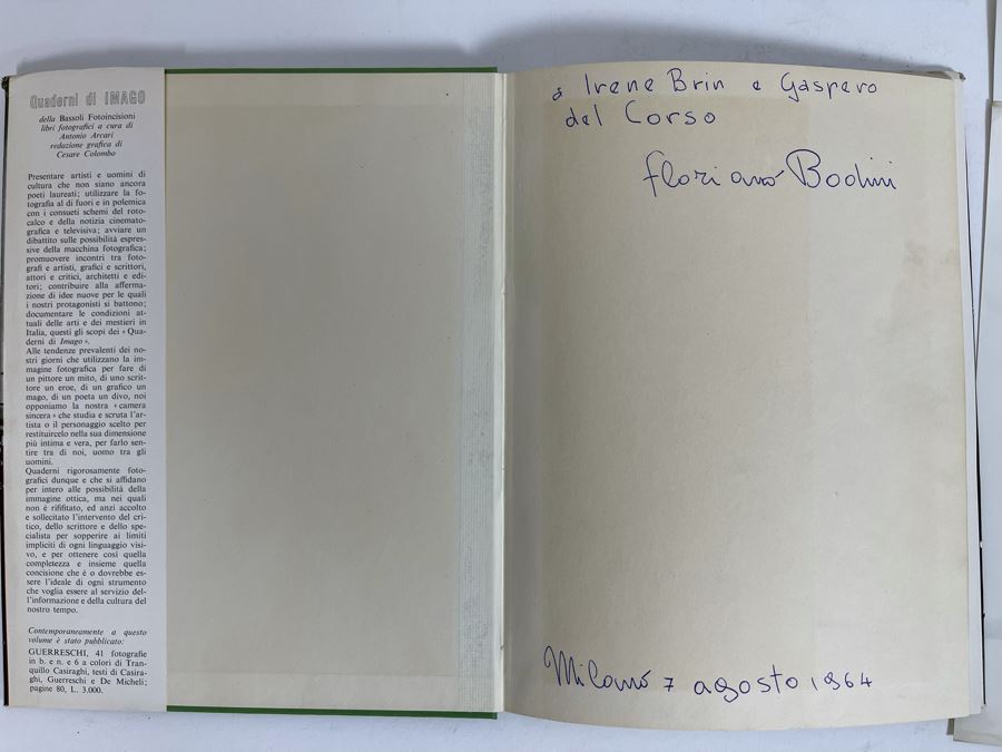 Signed Art Book Of Artist Floriano Bodini Sculptures Photography By Pepi Merisio Signed By Artist Floriano Bodini With Pair Of 8 X 10 B&W Photographs Of His Sculptures [Photo 6]