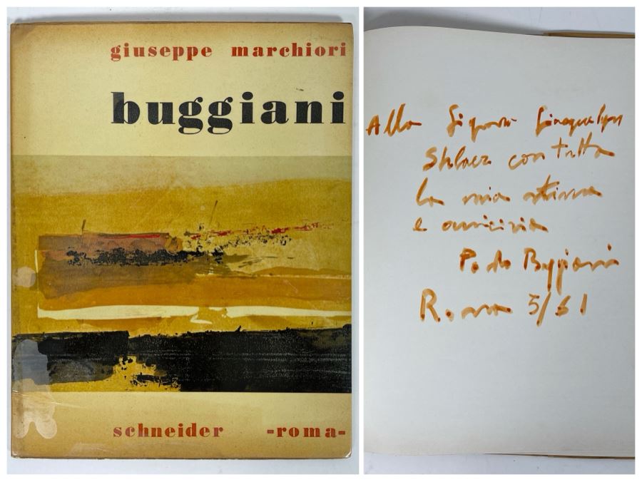 Signed Limited Edition Book Buggiani By Giuseppe Marchiori Published by Schneider, Roma, 1960 Signed By Artist Paolo Buggiani And Robert Schneider Italy
