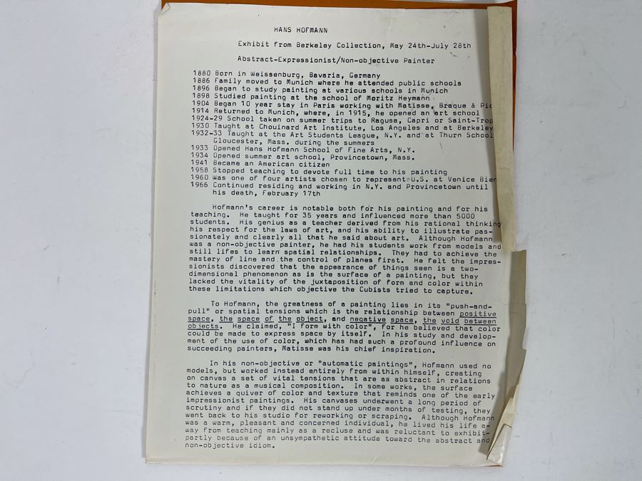 Hans Hofmann Paintings A Selection From The University Of California Collection La Jolla Museum Of Art 1968 Exhibit Catalog [Photo 12]