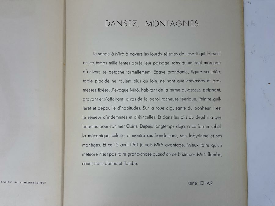 Joan Miro Derriere Le Miroir Softcover Book Original Edition Complete With 8 Color Lithographs Published By Maeght Editeur, Paris, 1961 Estimate $1,600 [Photo 7]