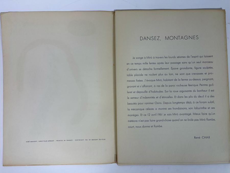 Joan Miro Derriere Le Miroir Softcover Book Original Edition Complete With 8 Color Lithographs Published By Maeght Editeur, Paris, 1961 Estimate $1,600 [Photo 5]