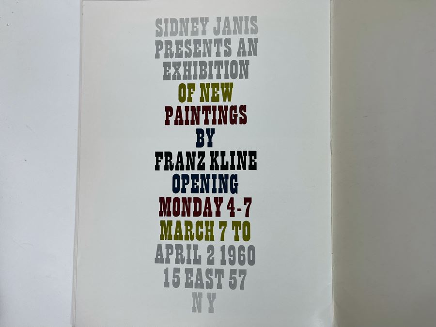 1960 Franz Kline Exhibition Catalog Sidney Janis Presents An Exhibition Of New Paintings By Franz Kline New York [Photo 7]